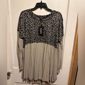 Womens long sleeve leopard print blouse.
